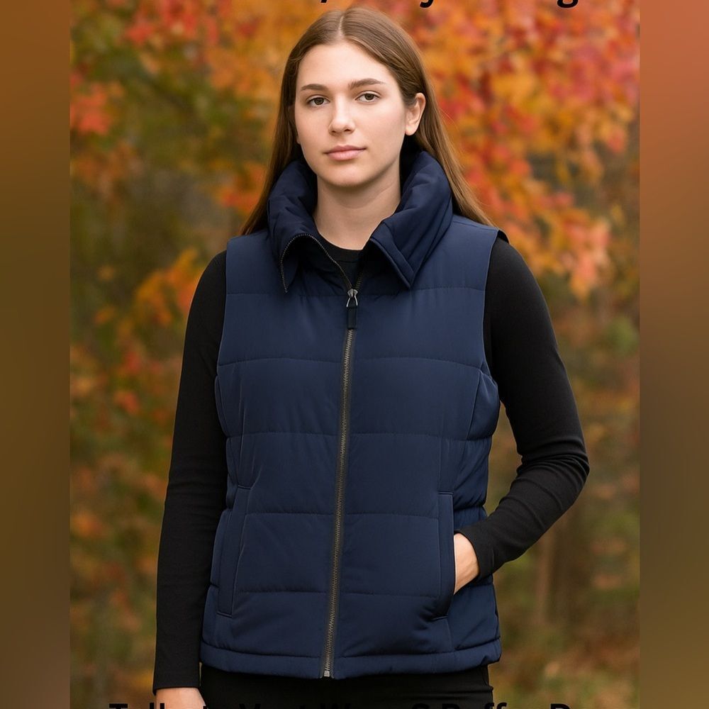 Talbots Size S Duck Down Sleeveless Puffer Vest Jacket  Navy blue women’s